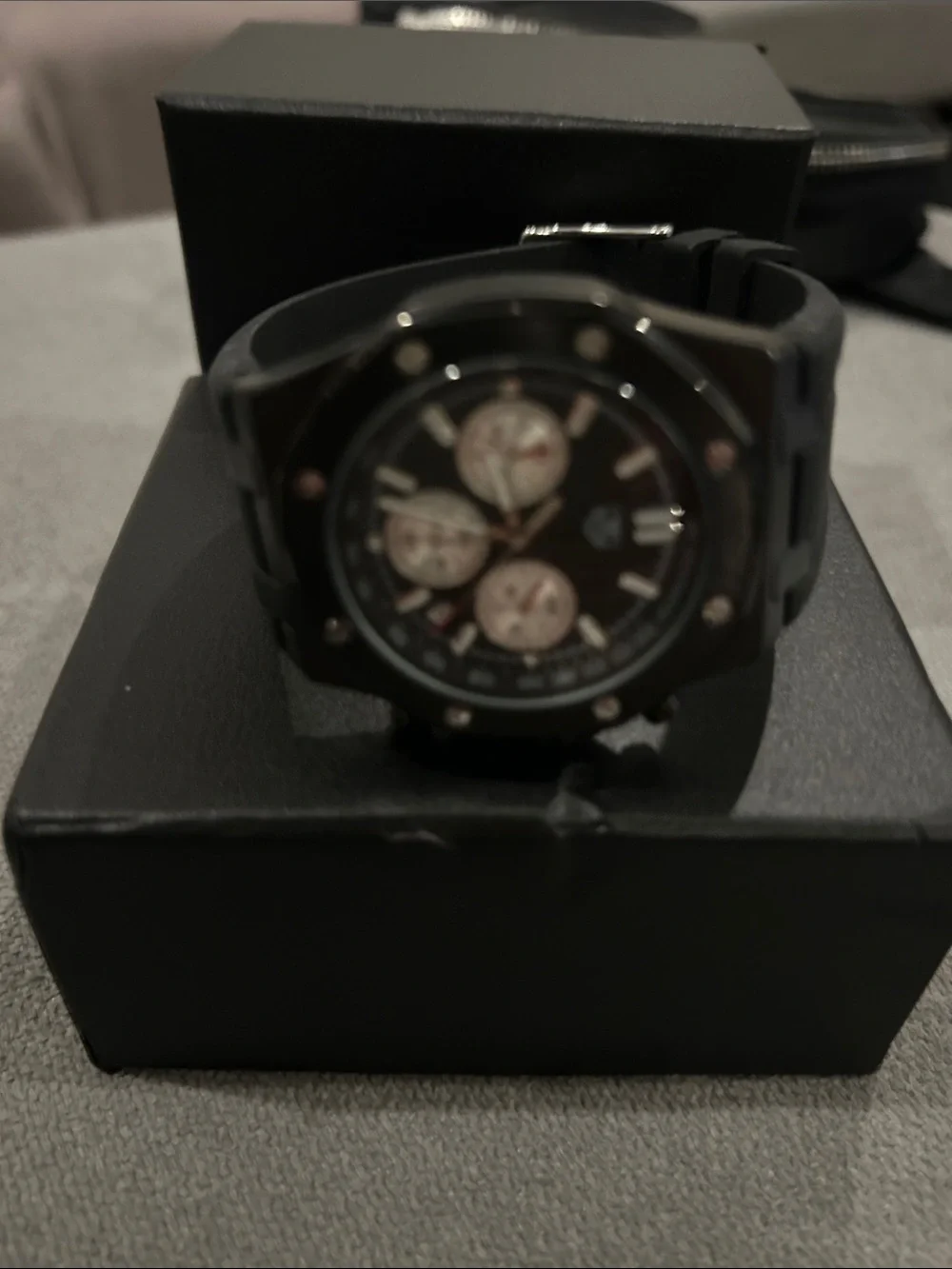 Men's Black Chronograph Sport Watch - Classic Stainless Accent